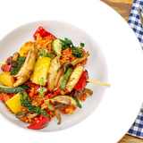 Hähnchenspieße mit Tomatenreis Rezept Foto