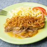 Genauso köstlich ist der Zwiebelrostbraten mit Spätzle